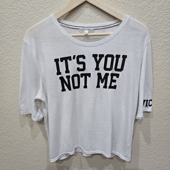 Victoria's secret "It's You Not Me" Short Sleeve T-shirt In White Large - Picture 1 of 6